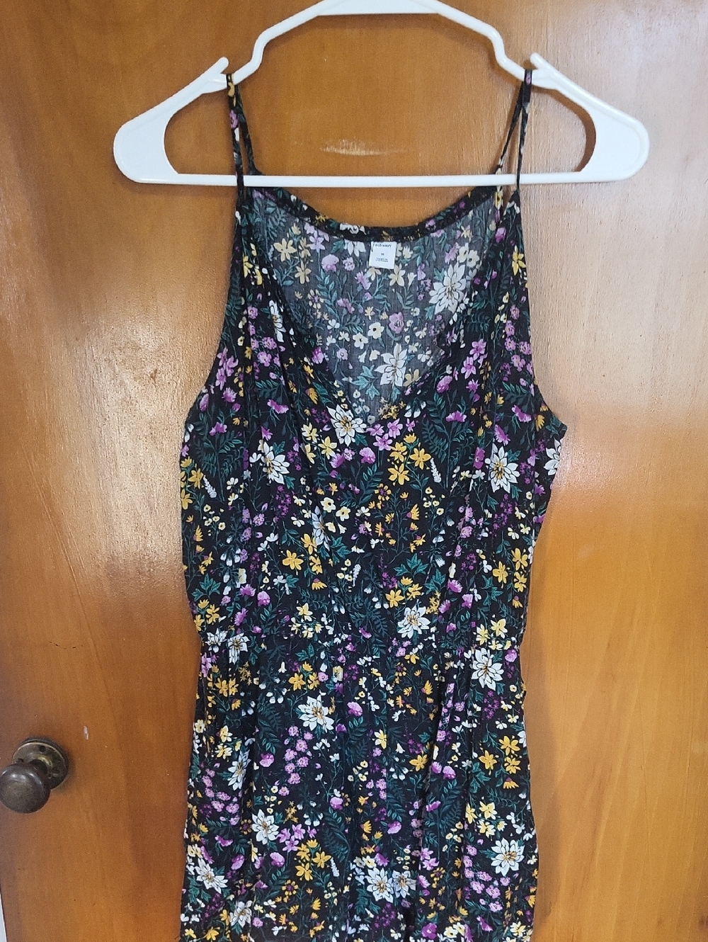 Old Navy Black Floral Spaghetti Strap Romper Size Medium